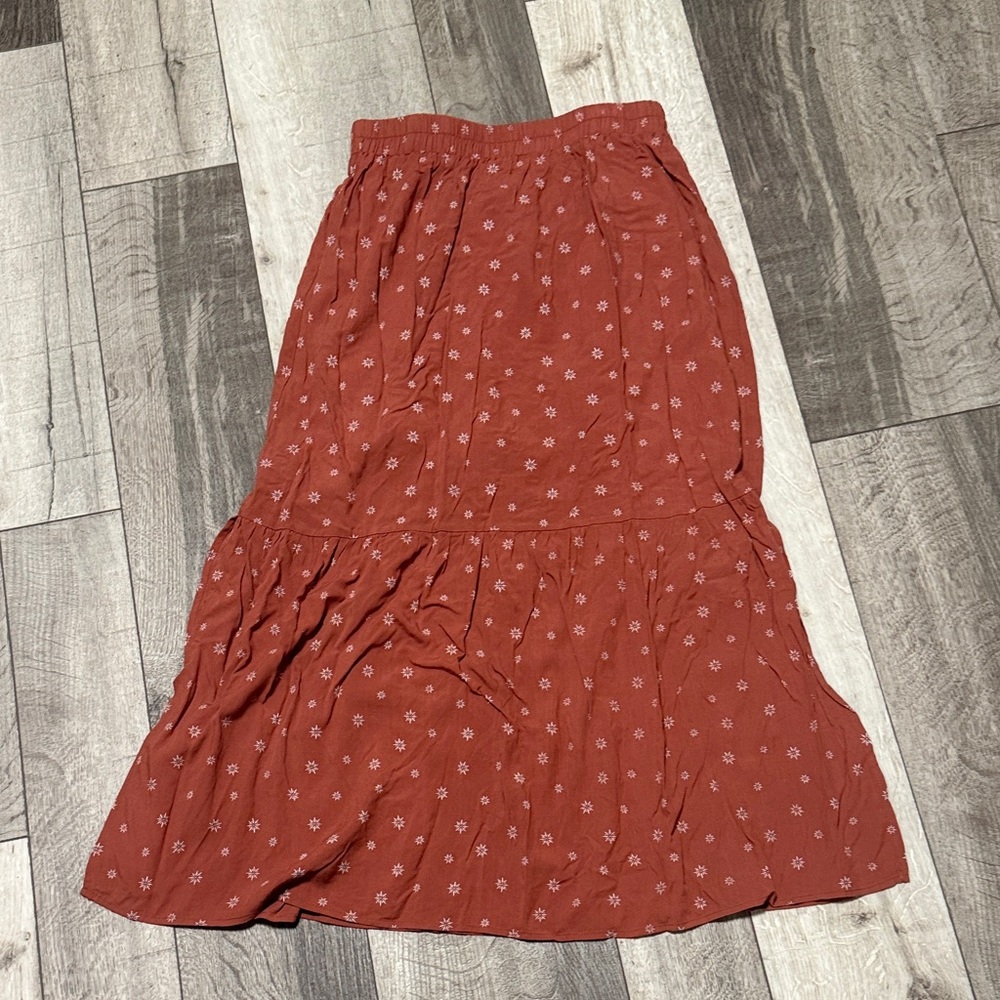 Pink Lily Terracotta Floral Maxi Skirt